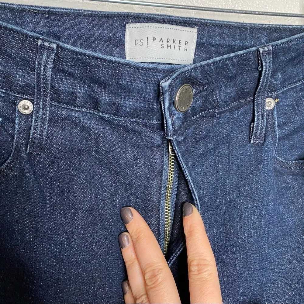 Parker Smith Peekaboo Split Hem Side Stripe Jeans in Baltic Dark Wash Size 28